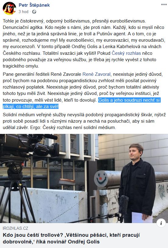 Petr Štěpánek nepovažuje Český rozhlas za solidní zdroj informací